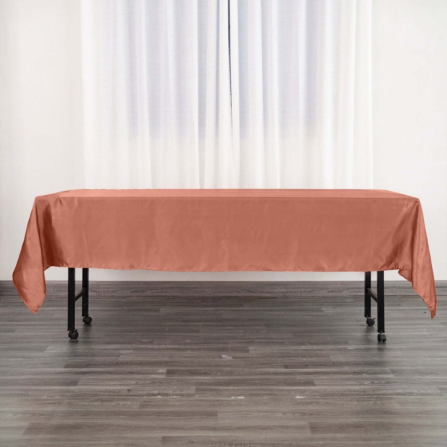 Satin Rectangular 60"x102" Tablecloth Terracotta (Rust) - Smooth and Lustrous Table Cover