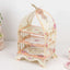 3 Tier Cardboard Cupcake Stand White/Peach Birdcage Style - Charming Reusable Cake Display Holder with Floral Print for Dessert Bars Afternoon Teas & Party Decor 18"
