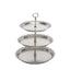 3-Tier Plastic Round Cupcake Stand 15" Metallic Silver with Lace Scalloped Edges