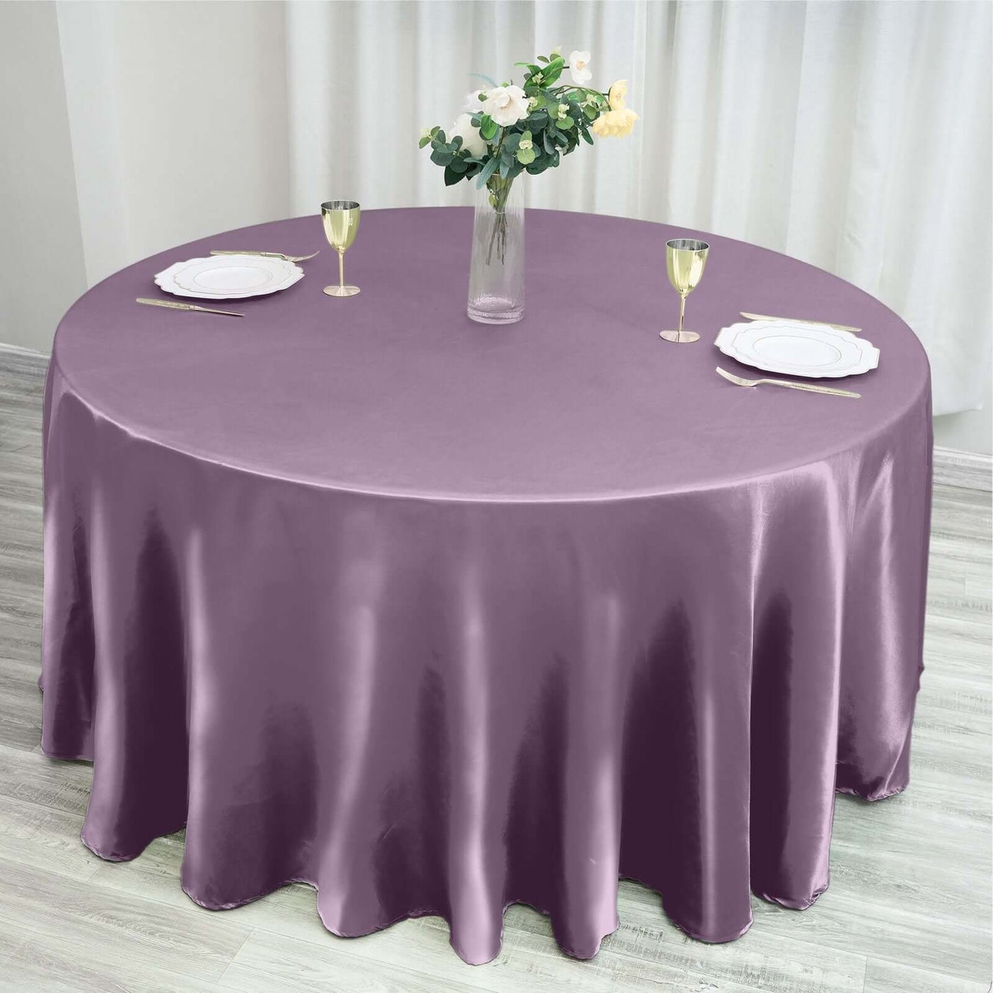 Satin 120" Round Tablecloth Violet Amethyst - Stylish Seamless Table Cover