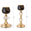Set of 2 Metal Crystal Lamp Candle Holders Gold/Black - Sophisticated Votive Tealight Stands 7", 11"