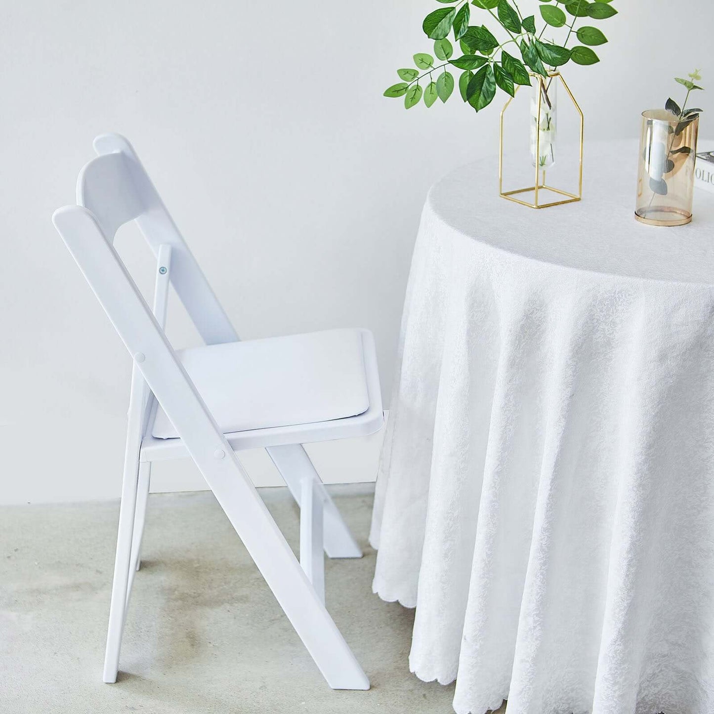 Resin Chair with Vinyl Padded Seat for Folding Use White - Stylish Design for Indoor or Outdoor Weddings & Gatherings