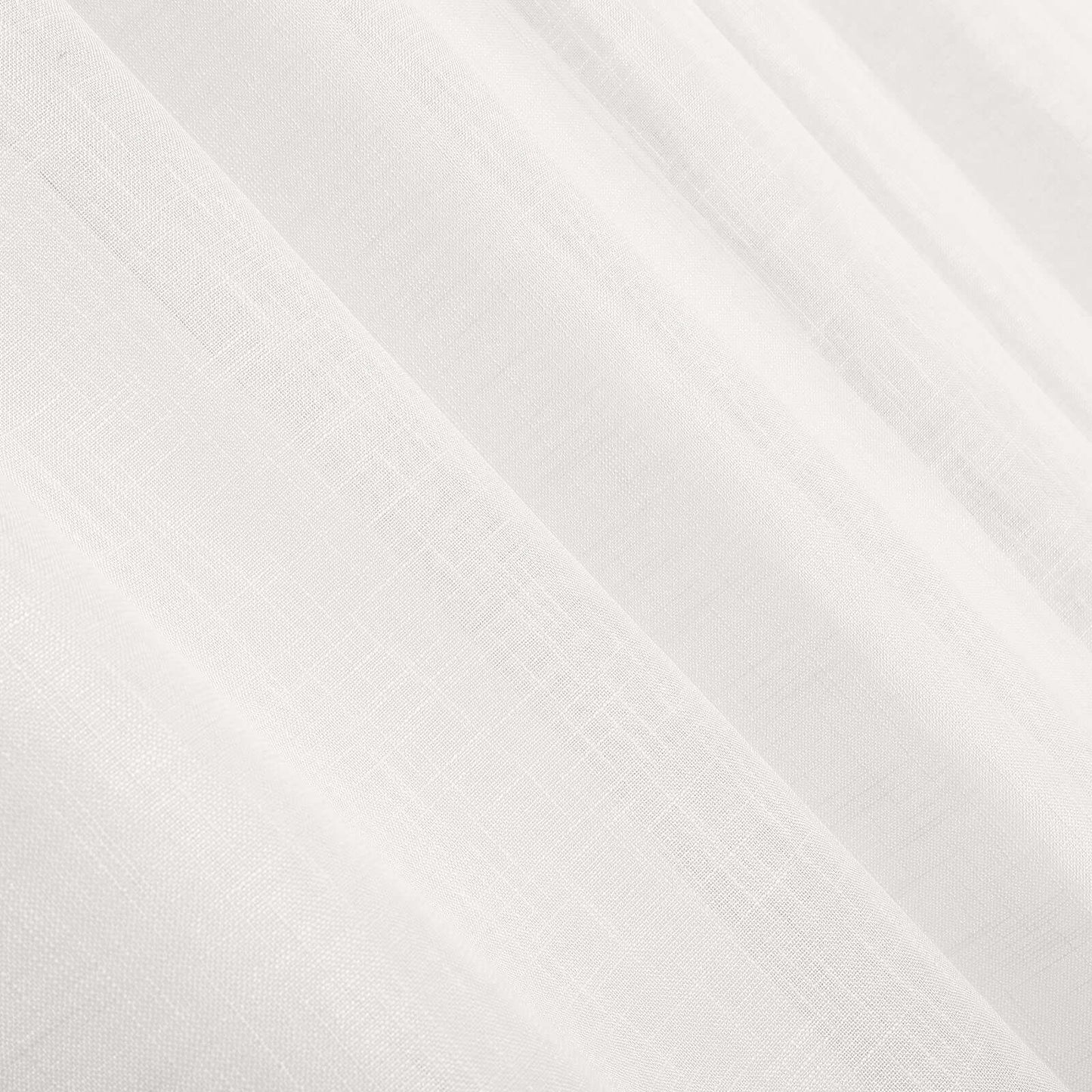 2 Pack Handmade White Faux Linen Curtains 52"x64", Curtain Panels With Chrome Grommets