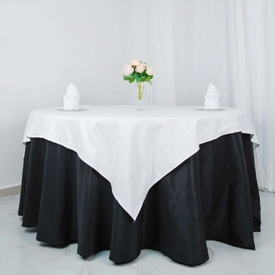 100% Cotton 70"x70" Table Overlay Square Tablecloth White Linen - Sophisticated, Soft & Breathable Fabric Table Cover