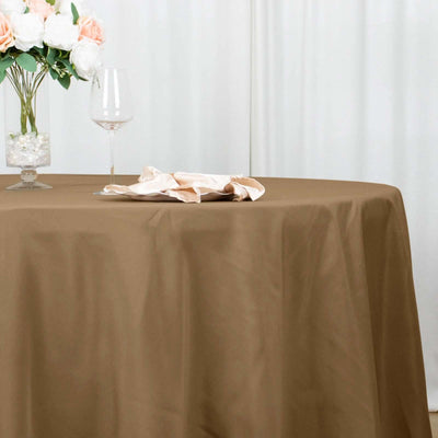 Polyester 108" Round Tablecloth Taupe - Wrinkle-Resistant Table Cover