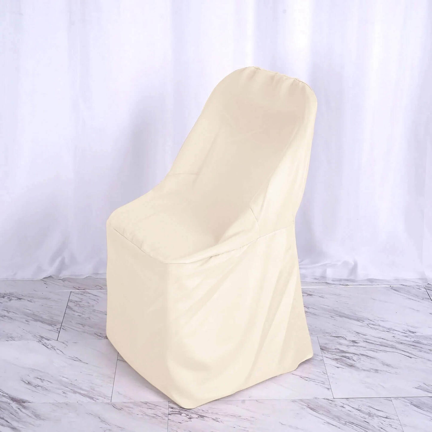 10 Pack Polyester Chair Covers for Folding Chairs Beige - Wrinkle-Free Stain-Resistant Slip-On Slipcovers