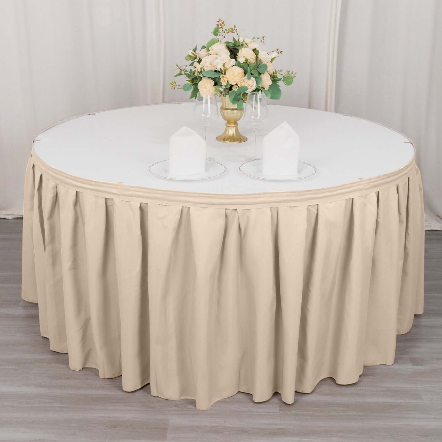 Polyester 21ft Table Skirt Nude - Classic Pleated Design