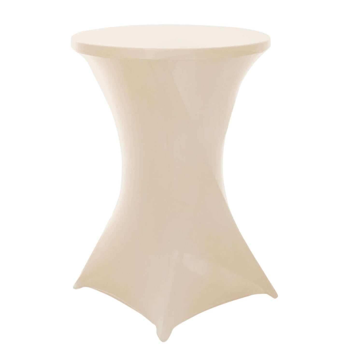 Spandex 30" Round Cocktail Table Cover Beige - Easy to Maintain Stretch Fitted Highboy Tablecloth