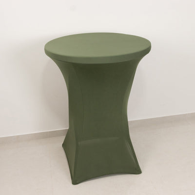 Spandex 30" Round Cocktail Table Cover Dusty Sage Green - Easy to Maintain Stretch Fitted Highboy Tablecloth