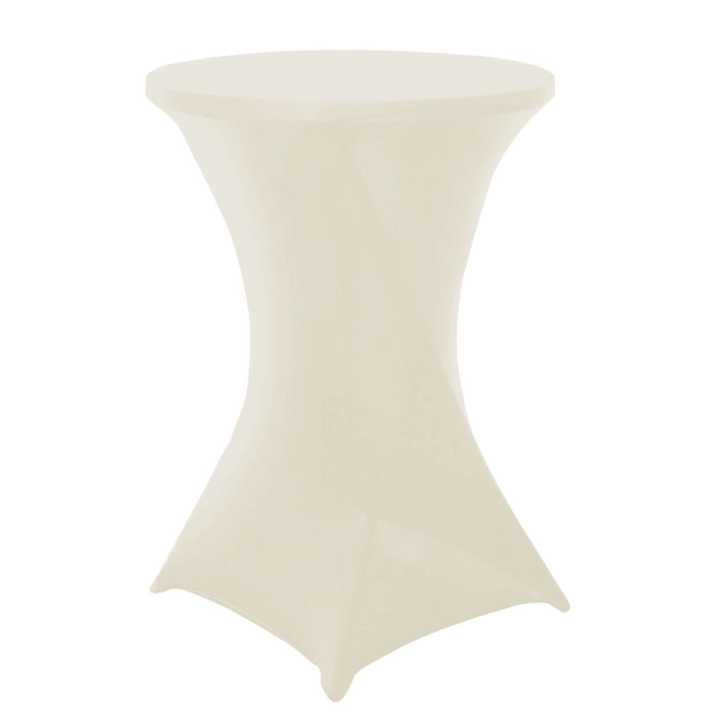 Spandex 30" Round Cocktail Table Cover Ivory - Easy to Maintain Stretch Fitted Highboy Tablecloth