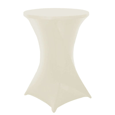 Spandex 30" Round Cocktail Table Cover Ivory - Easy to Maintain Stretch Fitted Highboy Tablecloth