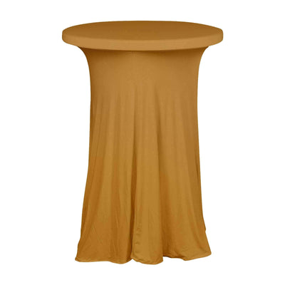 Spandex 30" Round Cocktail Table Cover Skirt Gold With Natural Wavy Drapes