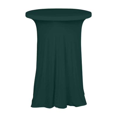 Spandex 30" Round Cocktail Table Cover Skirt Hunter Emerald Green With Natural Wavy Drapes