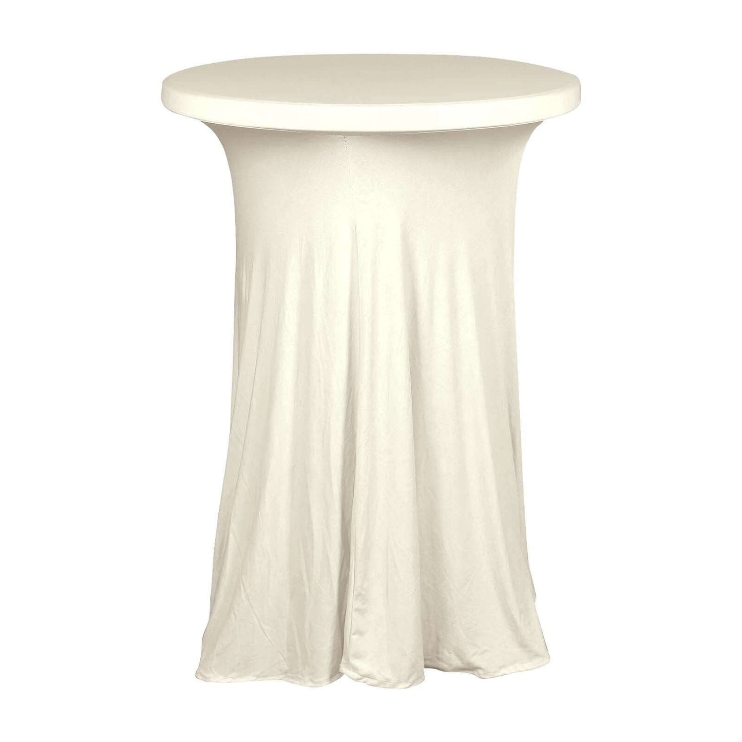 Spandex 30" Round Cocktail Table Cover Skirt Ivory With Natural Wavy Drapes