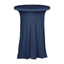 Spandex 30" Round Cocktail Table Cover Skirt Navy Blue With Natural Wavy Drapes