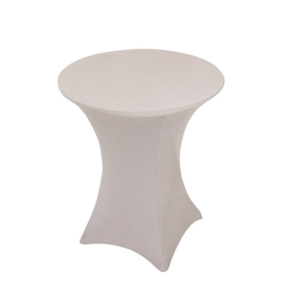 Spandex 36" Round Cocktail Table Cover Silver - Easy to Maintain Stretch Fitted Highboy Tablecloth