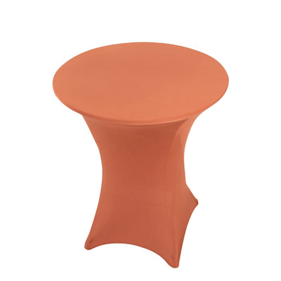 Spandex 36" Round Cocktail Table Cover Terracotta (Rust) - Easy to Maintain Stretch Fitted Highboy Tablecloth