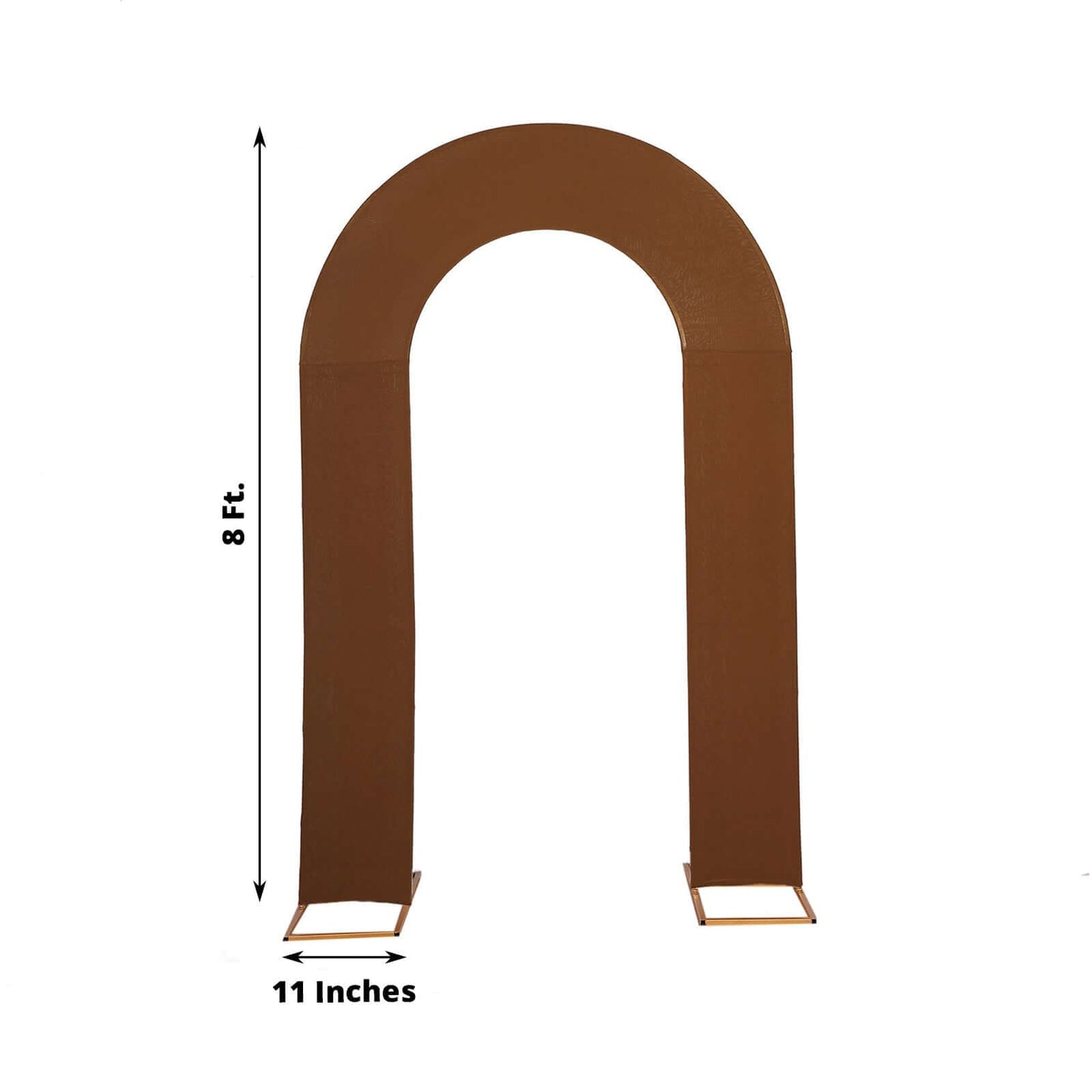 8ft Cinnamon Brown Spandex Fitted Open Arch Wedding Arch Cover, Double-Sided U-Shaped Backdrop Slipcover