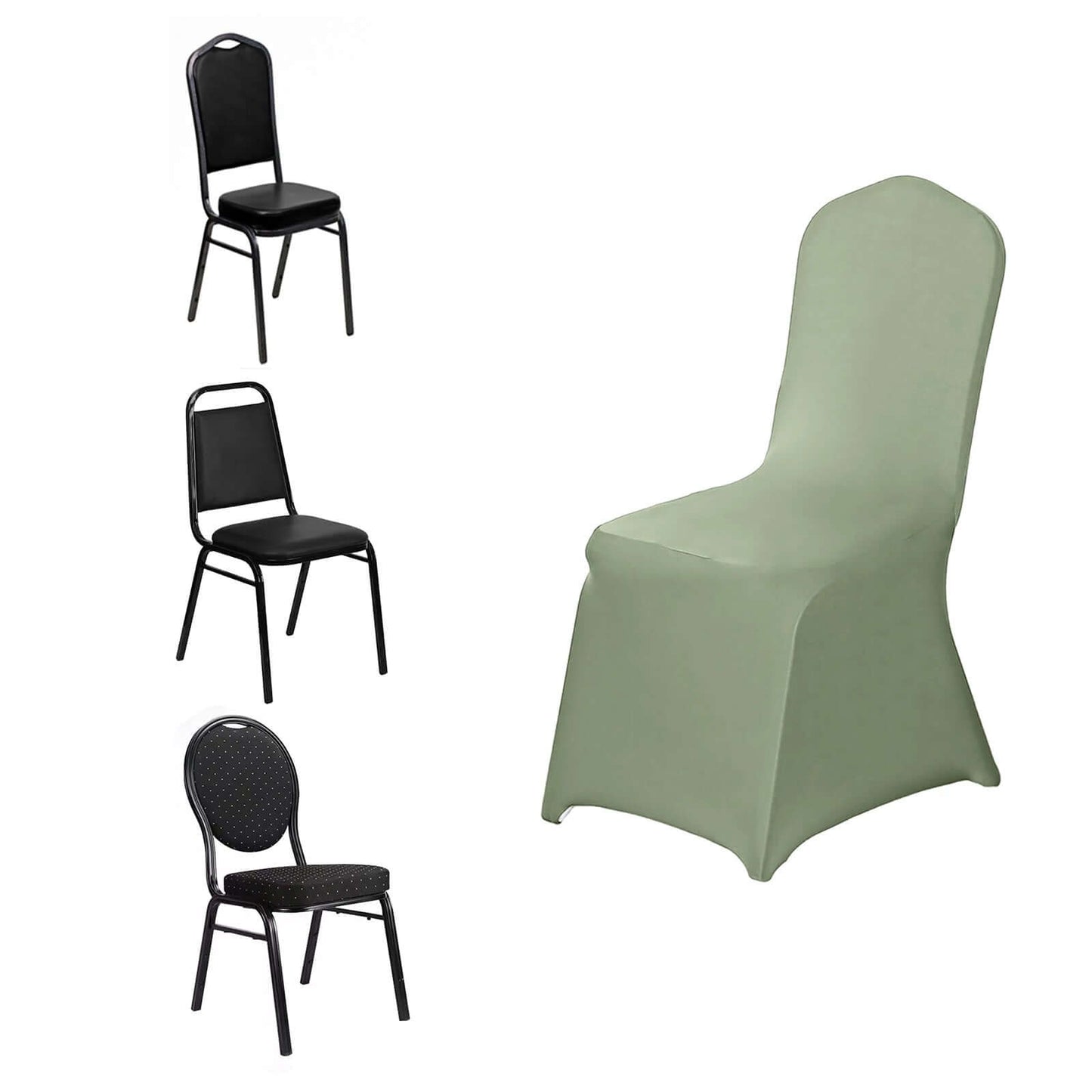 Spandex Chair Cover for Banquet Chairs Dusty Sage Green - Stretch 160GSM Fabric with Slip-On Slipcover