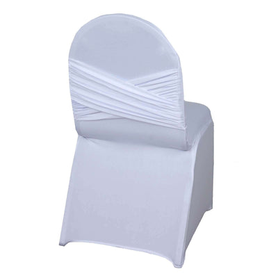 Spandex Chair Cover Madrid Style for Banquet Chairs White - Stylish Stretch 180GSM Fitted Slipcover for Weddings