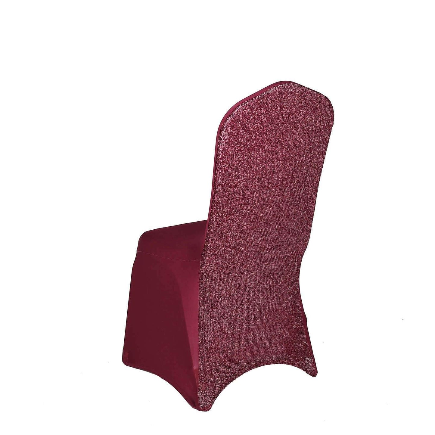 Spandex Chair Cover with Metallic Shimmer Tinsel Back for Banquet Chairs Burgundy - Fitted Slipcover