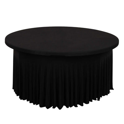 Spandex Round 5ft Table Skirt Black with Wavy Skirt-Like Effect Stylish Table Cover
