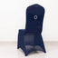 Spandex Chair Cover with Silver Rhinestone Buckled Sash Band Navy Blue - Stretch Fitted Slipcover