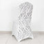 Spandex Chair Cover with Wave Embroidered Sequins for Banquet Chairs White/Black - Luxe Glittering Stretch Fitted Slipcover
