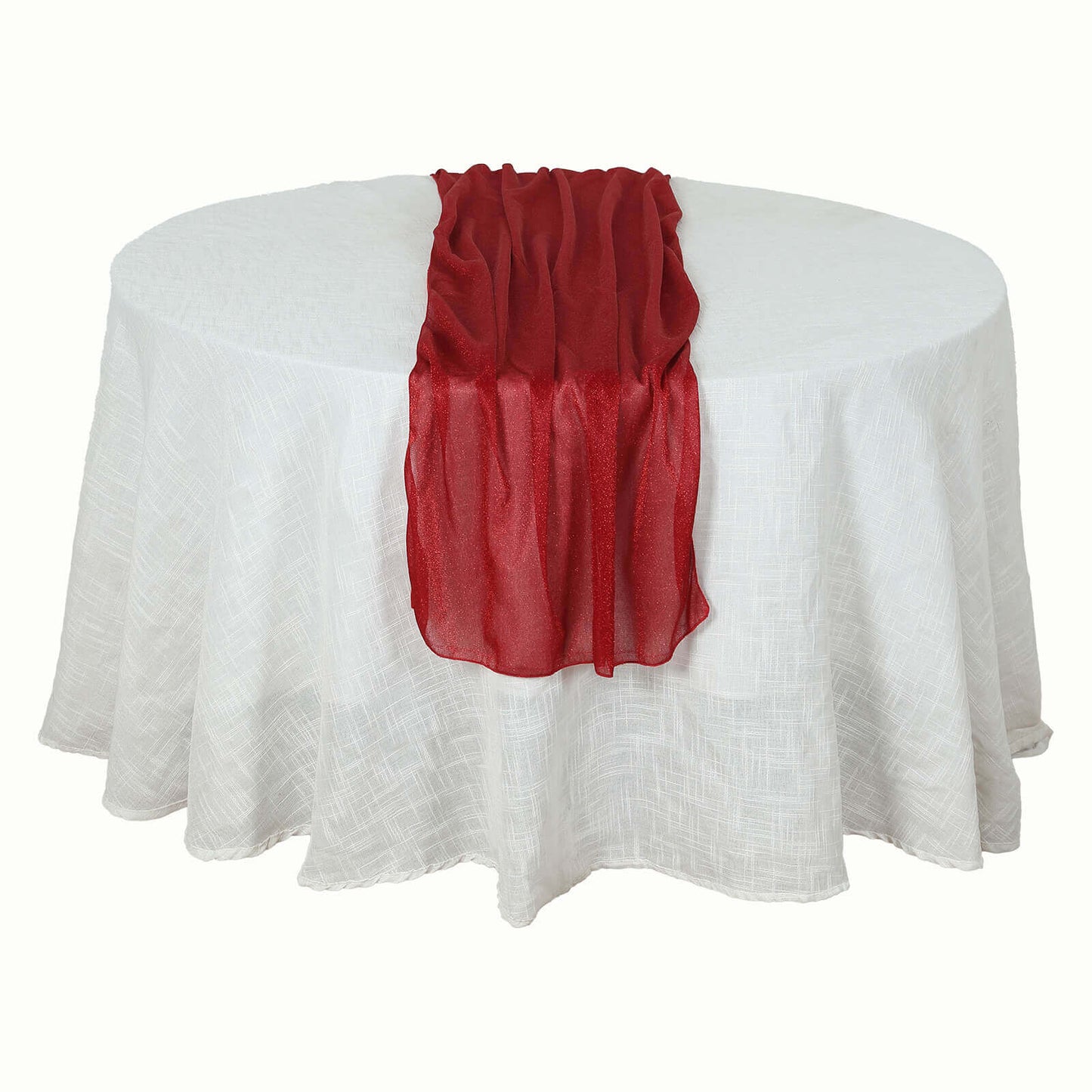 Glitter Gauze 27"x120" Table Runner Red - Sparkling Reusable Sheer Table Linen