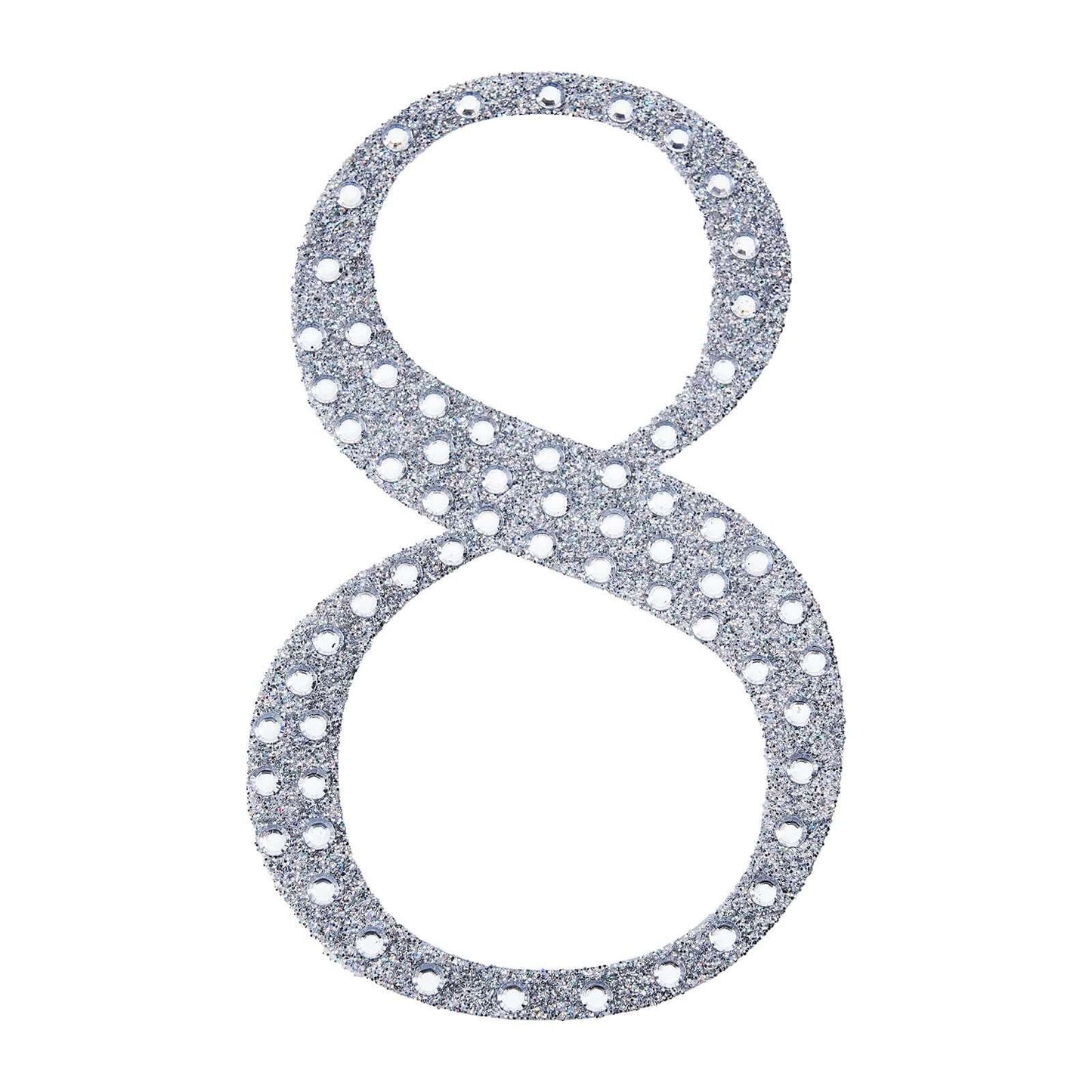 Decorative Rhinestone Number "8" Stickers, Glitter Adhesive Craft Numbers Silver DIY Sparkle Embellishments 4"