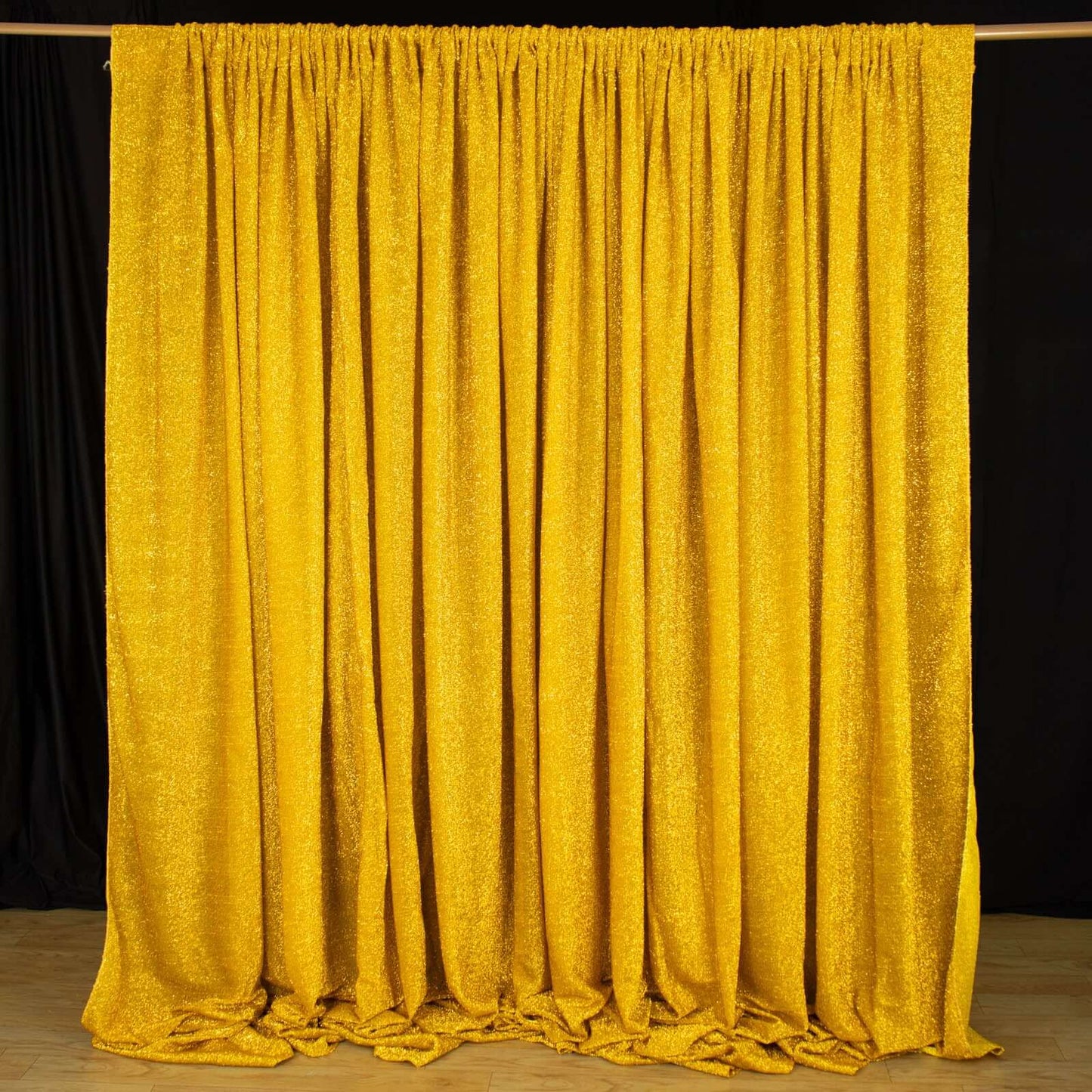 20ftx10ft Gold Metallic Shimmer Tinsel Event Curtain Drapes, Backdrop Event Panel