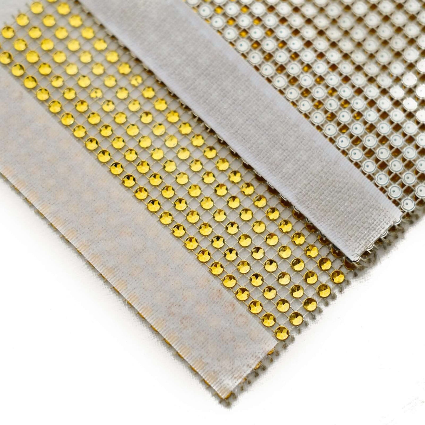 4 Pack Gold Rhinestone Mesh Velcro Backdrop Curtain Bands, Large Chair Sash Clip Tie Backs - 5"X10"