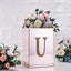 Decorative Rhinestone Alphabet "U" Letter Stickers, Glitter Adhesive Craft Letters Gold DIY Sparkle Embellishments 8"