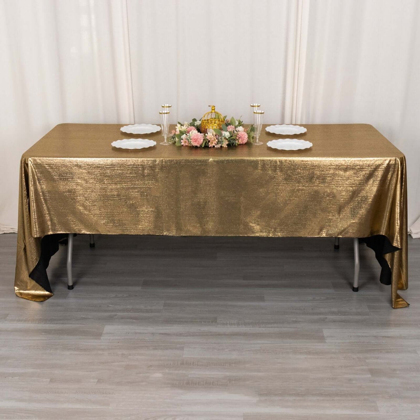 Sequin Dots Polyester 60"x126" Rectangle Tablecloth Shimmering Antique Gold - Wrinkle Free & Sparkling Table Cover