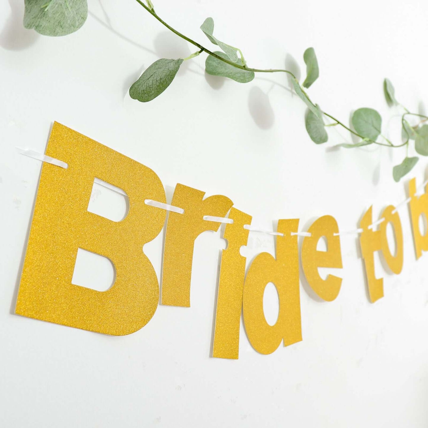 3.5ft Gold Glittered Bride To Be Paper Hanging Bridal Shower Garland Banner, Bachelorette Party Banner