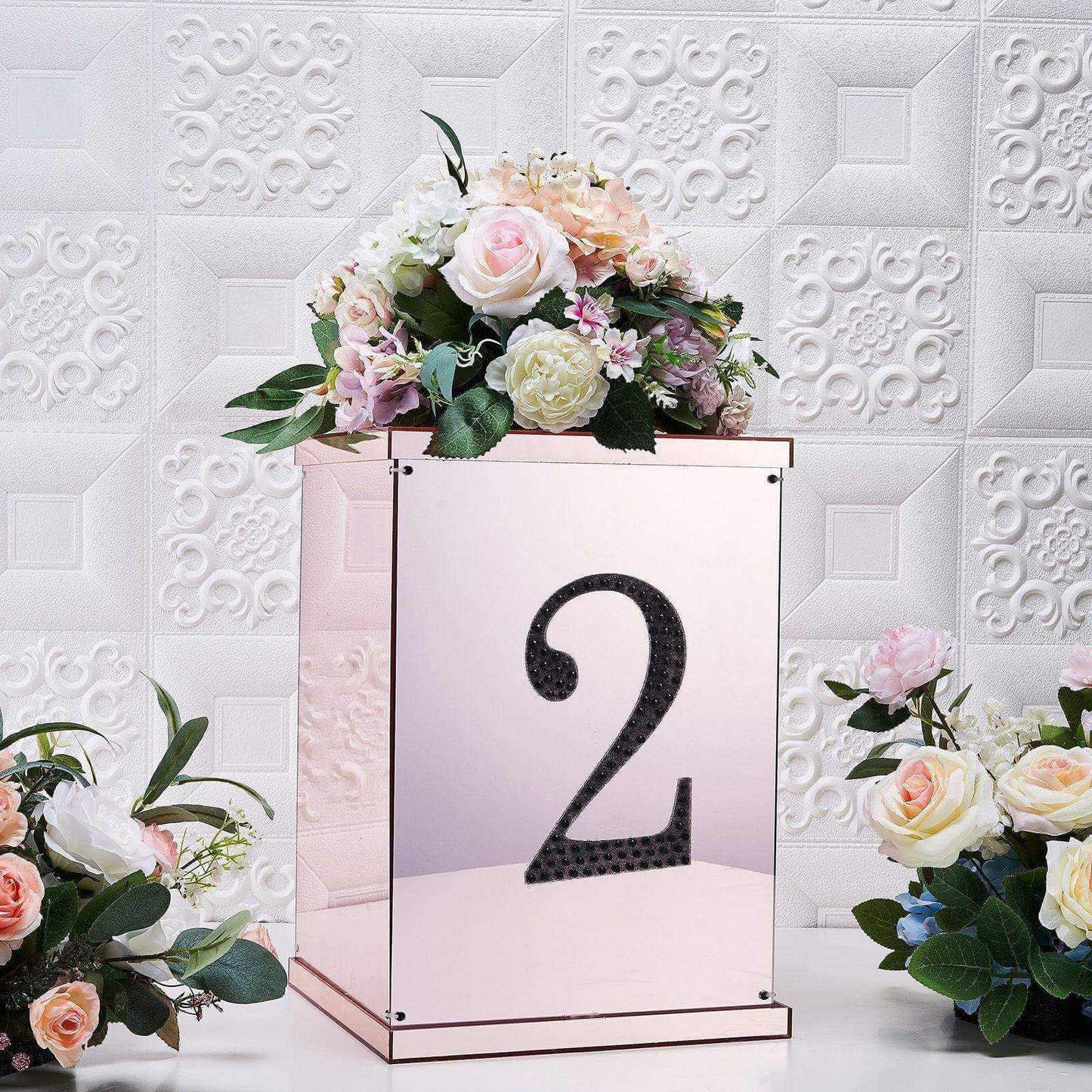 Decorative Rhinestone Number "2" Stickers, Glitter Adhesive Craft Numbers Black DIY Sparkle Embellishments 8"