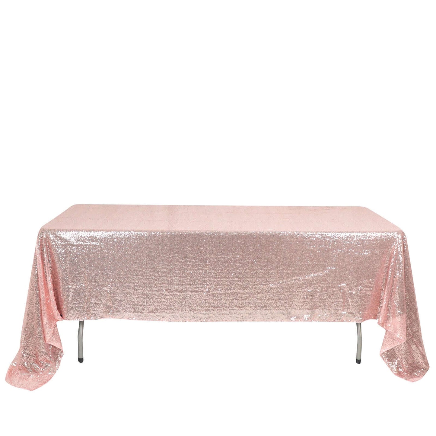 Sequin 60"x126" Rectangle Tablecloth Rose Gold - Glittering Finish Table Cover