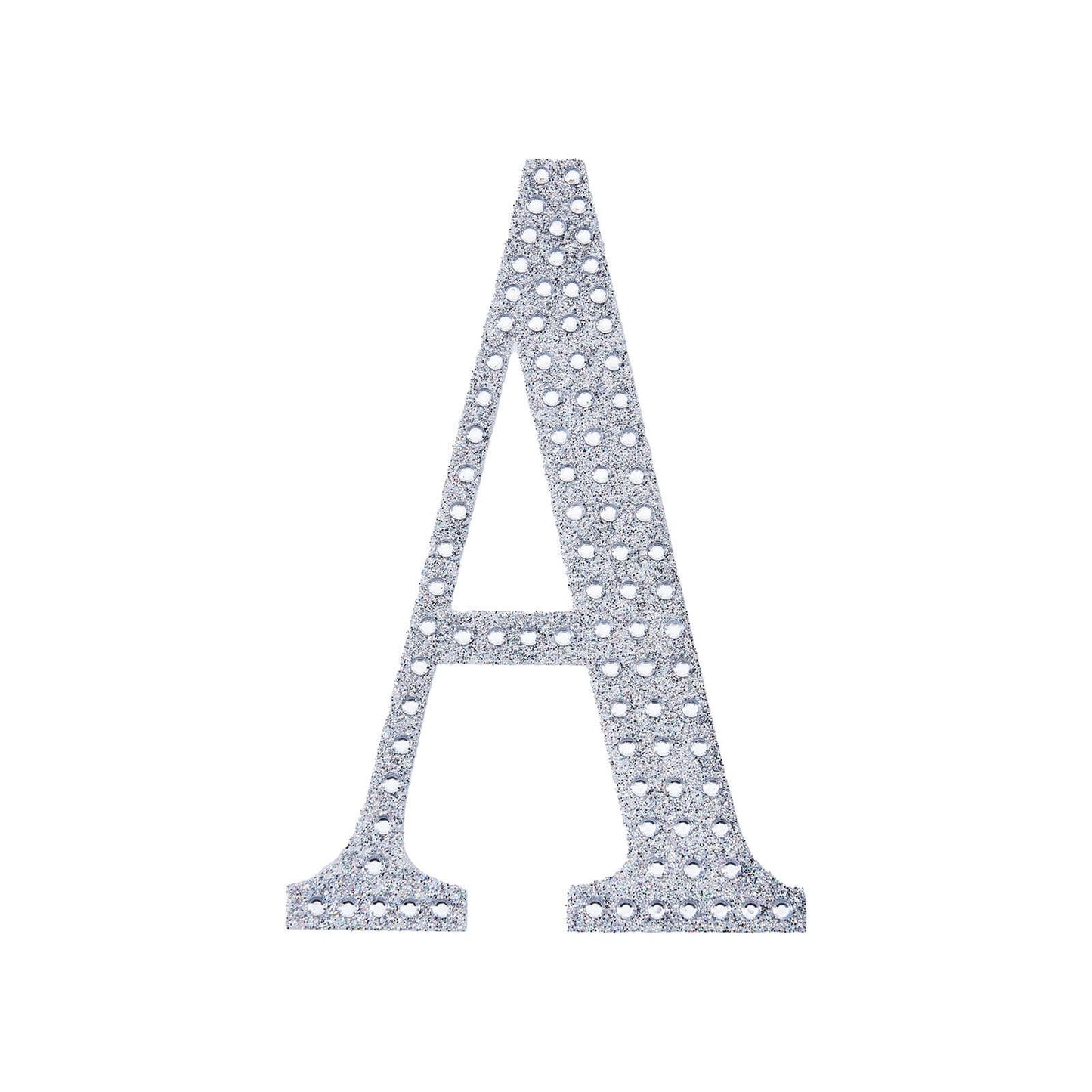 Decorative Rhinestone Alphabet "A" Letter Stickers, Glitter Adhesive Craft Letters Silver DIY Sparkle Embellishments 8"