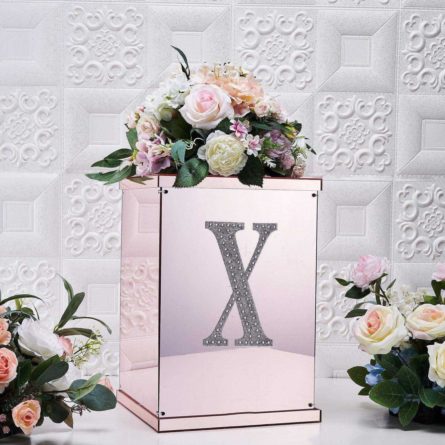 Decorative Rhinestone Alphabet "X" Letter Stickers, Glitter Adhesive Craft Letters Silver DIY Sparkle Embellishments 8"