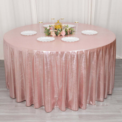 Sequin Dots Polyester Round 120" Tablecloth Shimmering Rose Gold - Wrinkle Free & Sparkling Table Cover