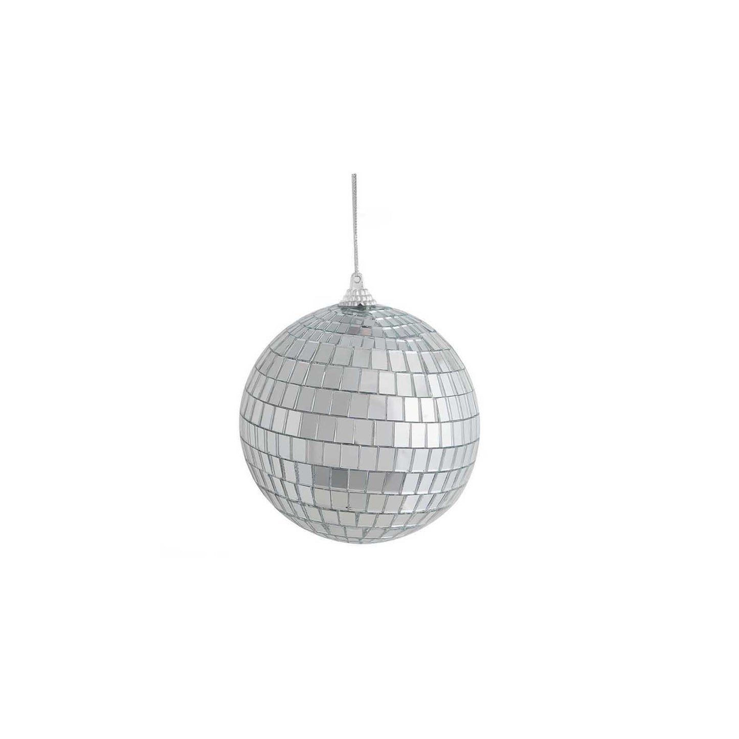 6 Pack 2" Silver Foam Disco Mirror Ball With Hanging Strings, Holiday Christmas Ornaments