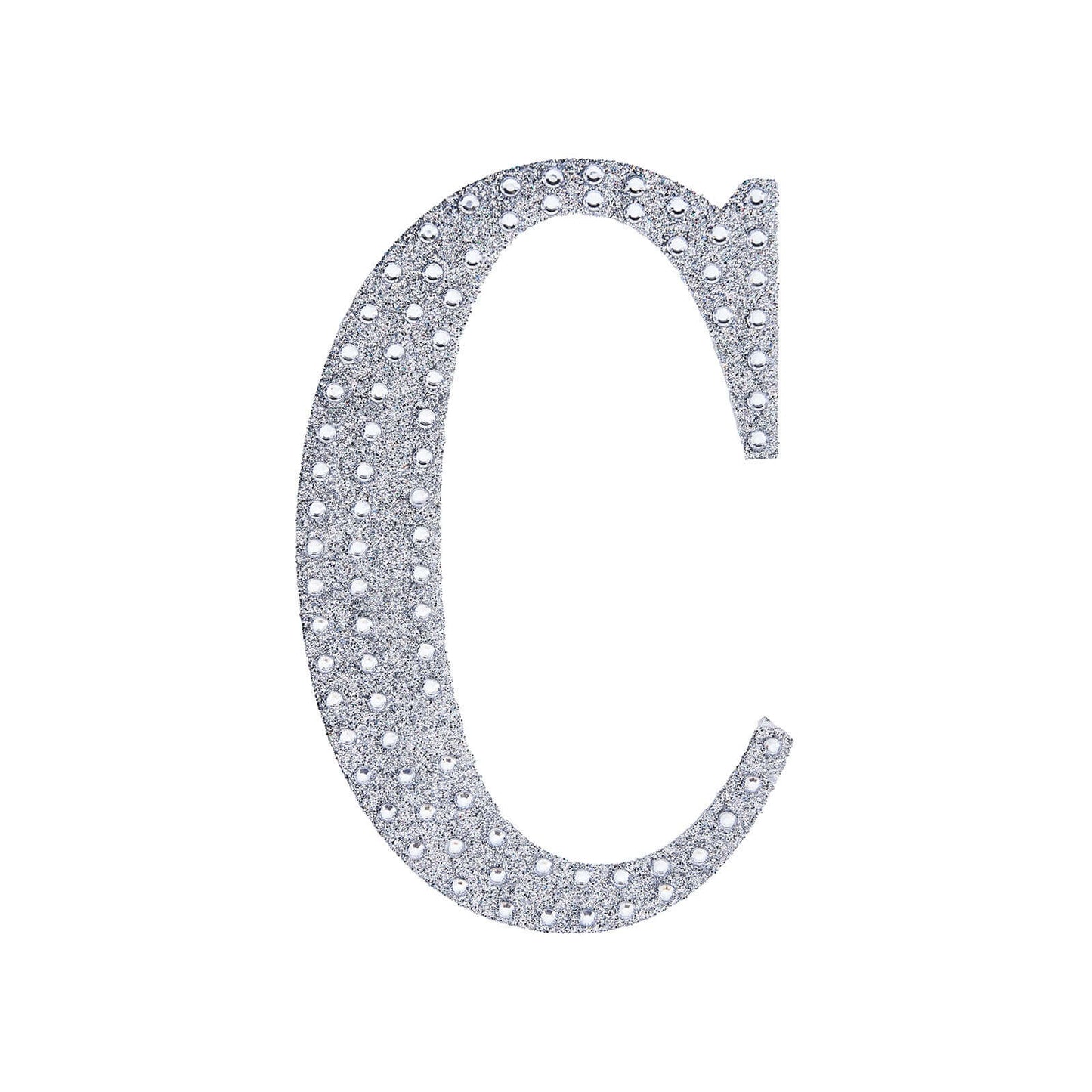 Decorative Rhinestone Alphabet "C" Letter Stickers, Glitter Adhesive Craft Letters Silver DIY Sparkle Embellishments 8"