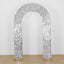 8ft Silver Big Payette Sequin Open Arch Wedding Arch Cover, Sparkly U-Shaped Fitted Backdrop Slipcover