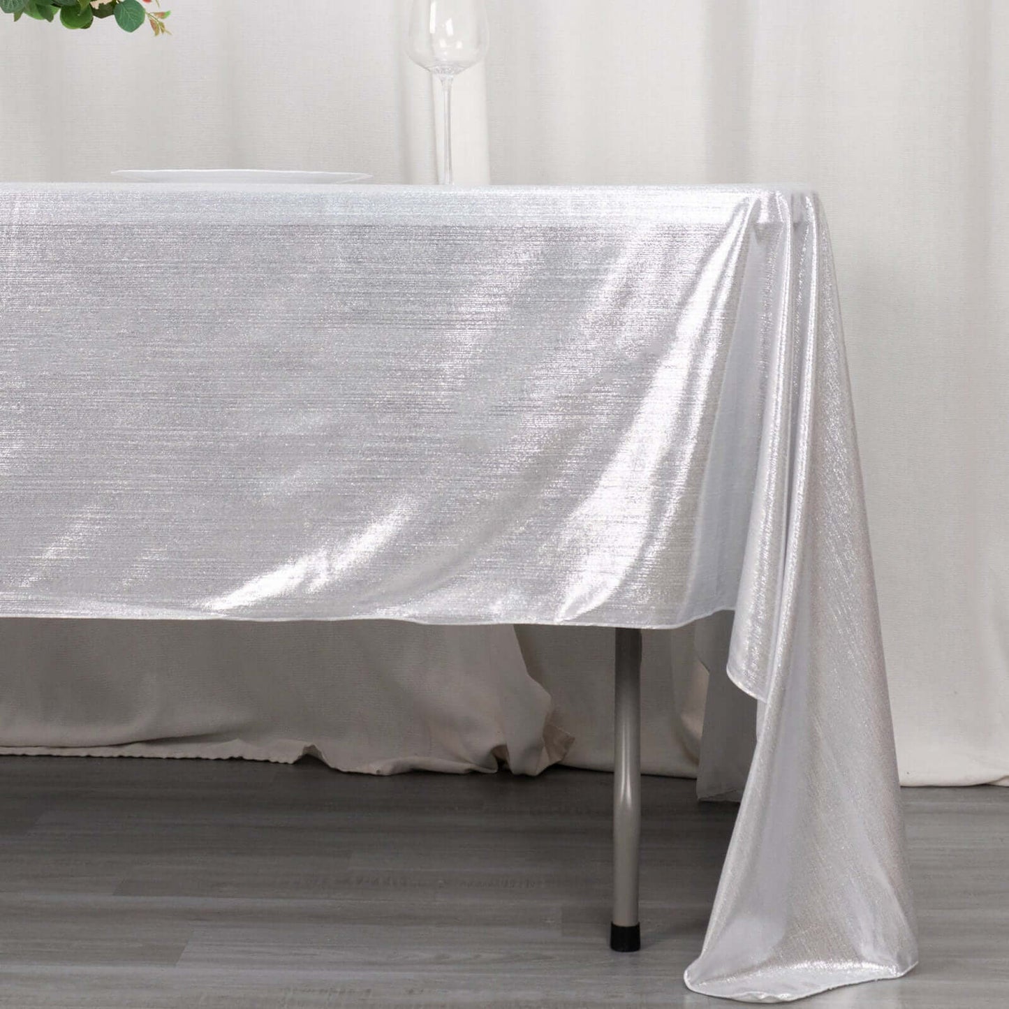 Sequin Dots Polyester 60"x126" Rectangle Tablecloth Shimmering Silver - Wrinkle Free & Sparkling Table Cover