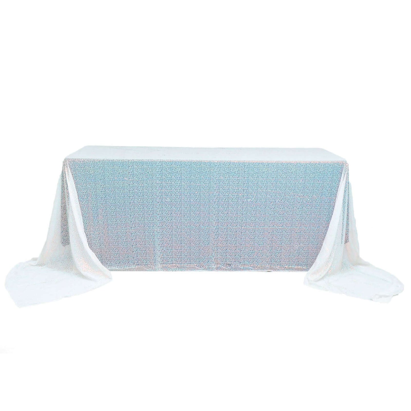 Sequin 90"x156" Rectangle Tablecloth Iridescent Blue - Seamless Twinkling Table Cover
