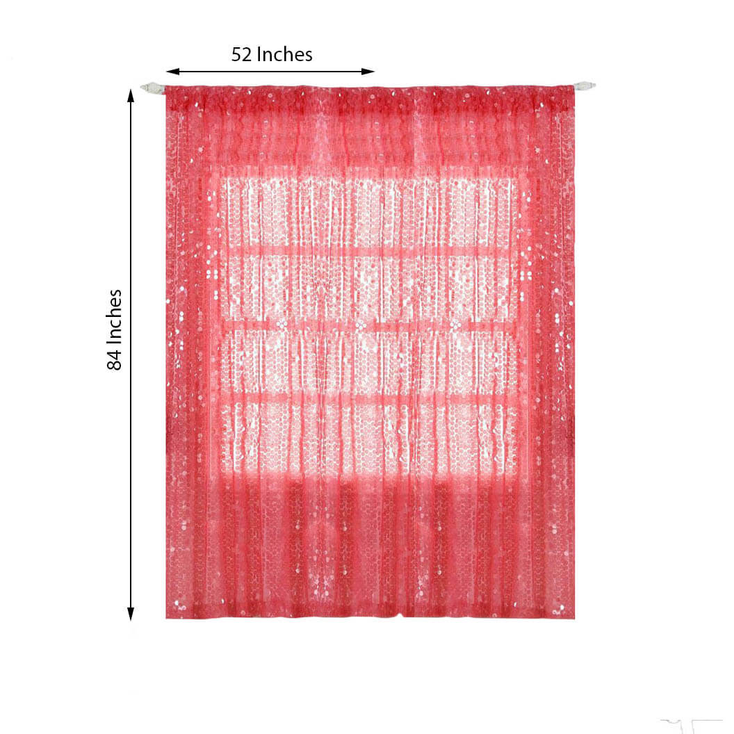 2 Pack Coral Big Payette Sequin Curtains With Rod Pocket Window Treatment Panels - 52"x84"
