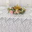 Mesh 90"x156" Rectangle Tablecloth Silver - Wave Sequin Embroidered Table Cover