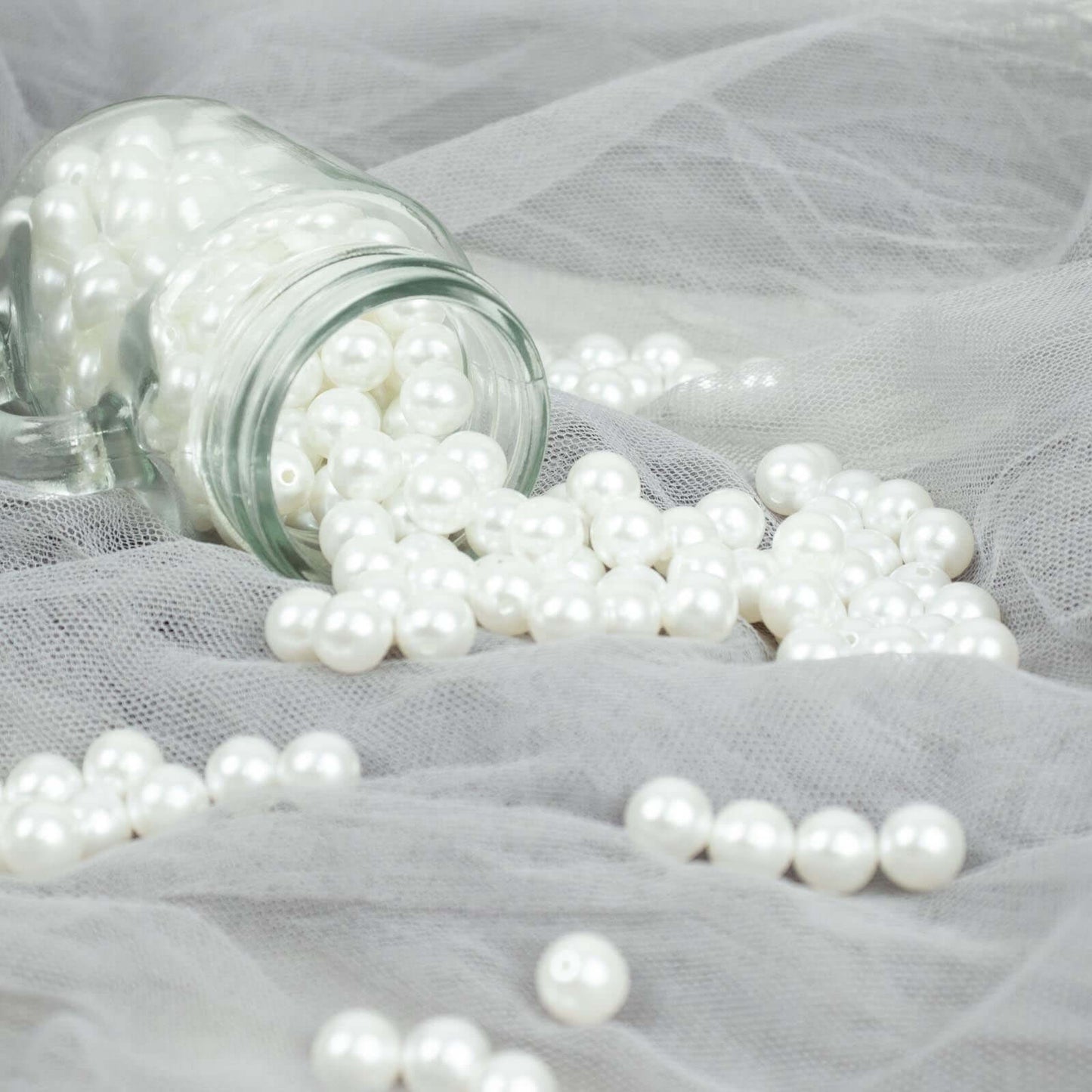 1000-Pack Faux Craft Pearl Beads White - Smooth Beads with Holes for Vase Filler Jewelry Making Bridal Accessories & Event Decor 10mm