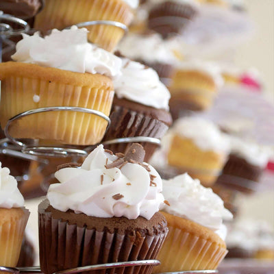 5-Tier Metal Cupcake Stand 15" Silver with 41 Spiral Holders - Space-Saving Non-Chip Finish Dessert Display Tower Tray for Parties & Buffets