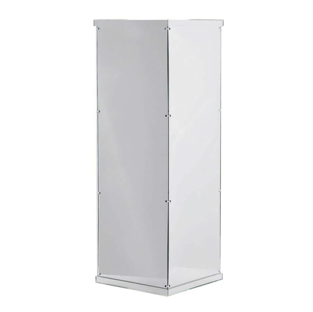 32" Silver Mirror Finish Acrylic Display Box, Pedestal Riser with Interchangeable Lid and Base